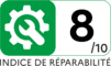 Indice de réparabilité 8,0 sur 10
